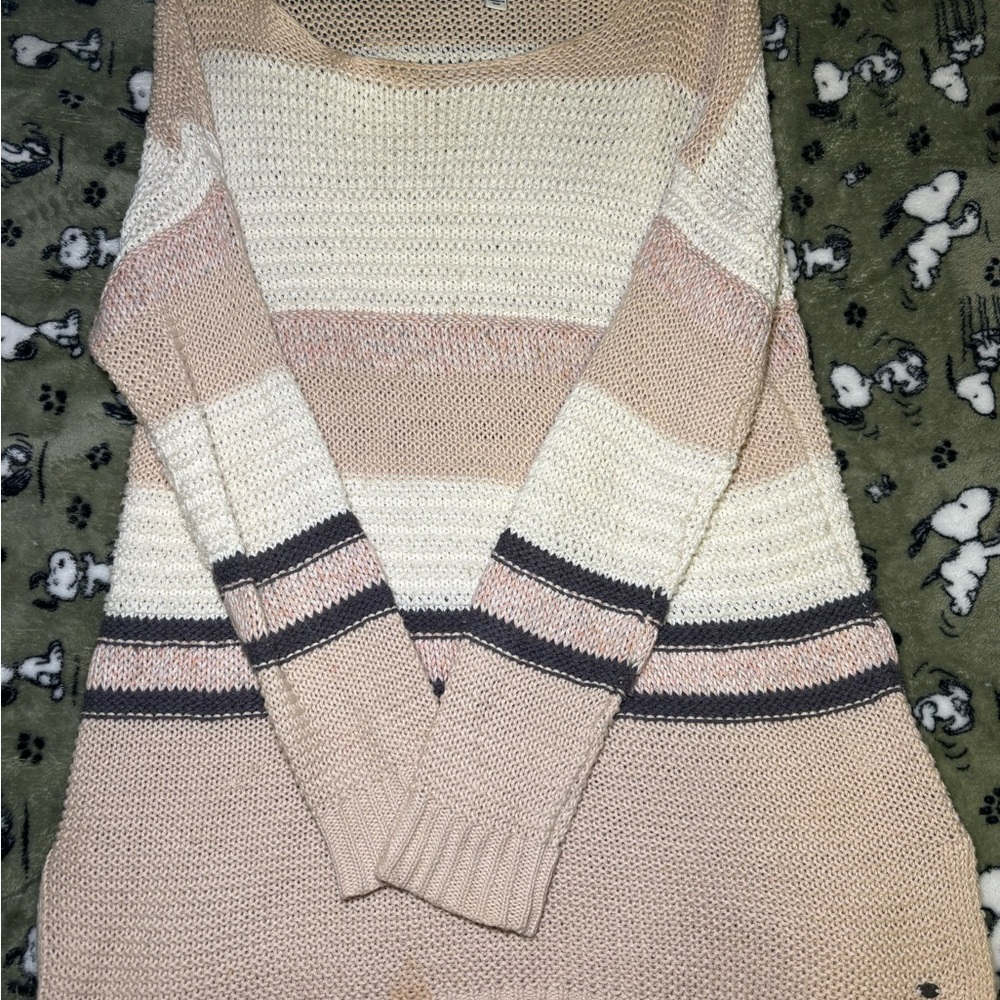 American Eagle Outfitters Beige and Cream Striped Sweater
